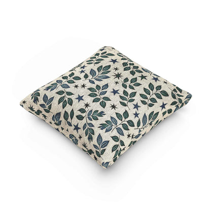 Leaf and Star Pattern Woven Pillow | Botanical Throw Cushion