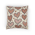 Pink Heart Pattern Woven Pillow | Boho Valentine Decorative Throw