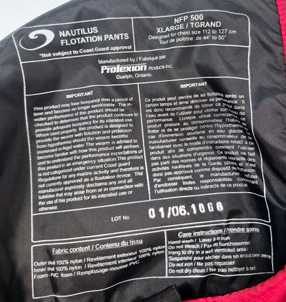 Nautilus Pro Series Insulated Survival Flotation Pants Size XL Made in Canada!