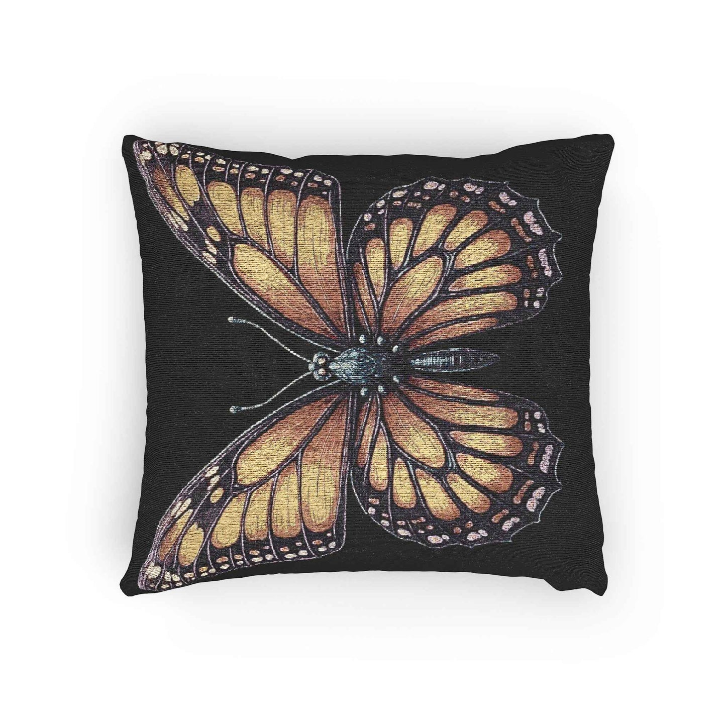 Monarch Butterfly Woven Pillow | Pixel Art Butterfly Throw Pillow