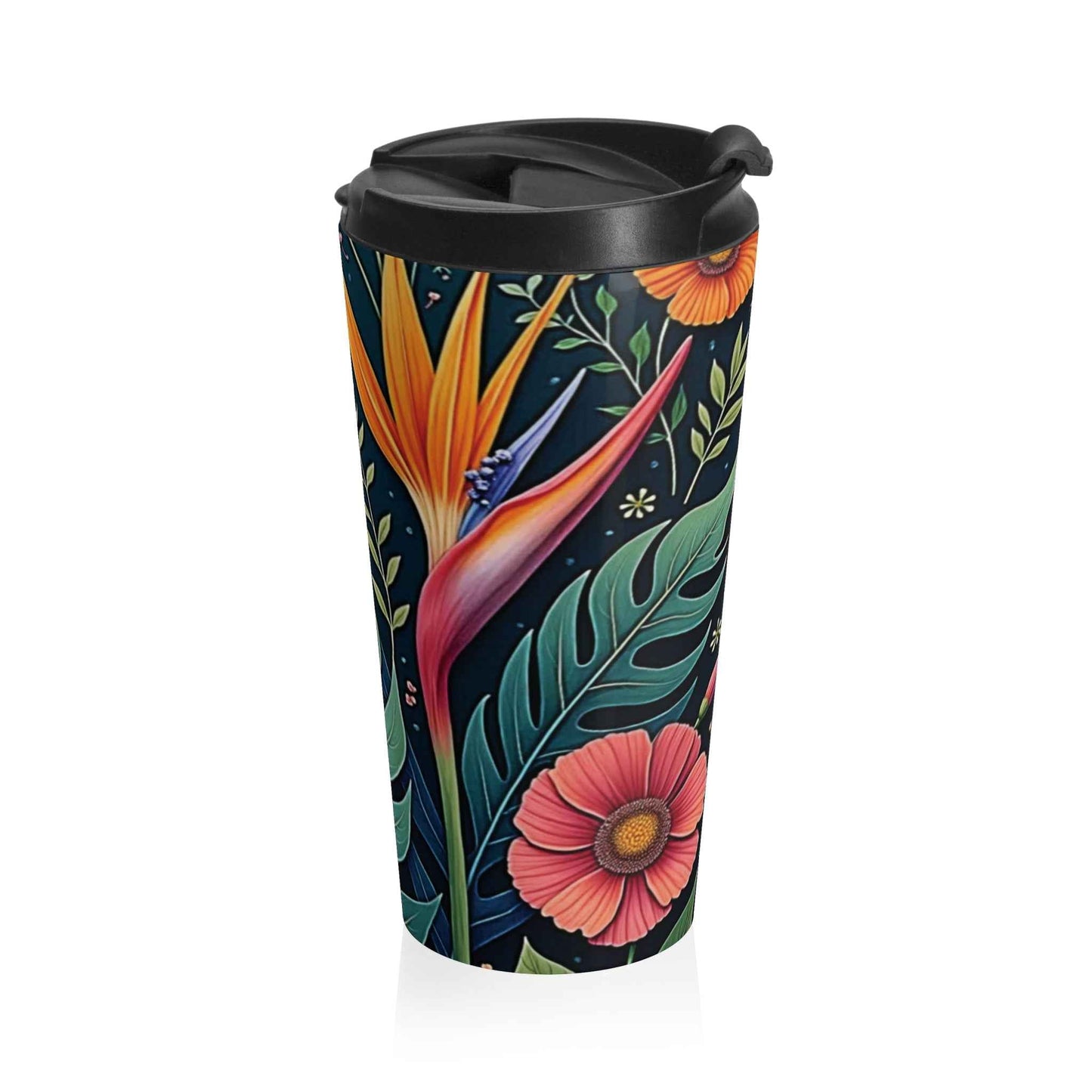 Tropical Floral Travel Mug — Stainless Steel Insulated Coffee Tumbler