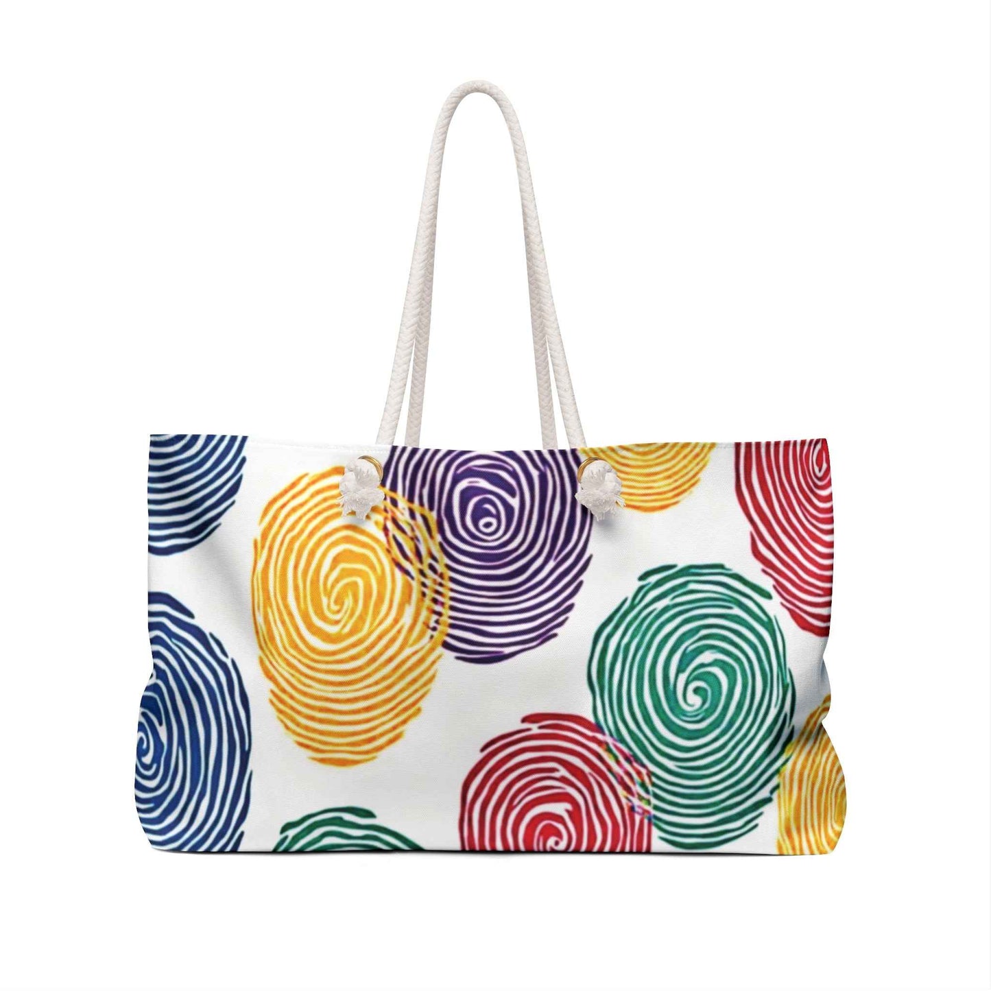Colorful Fingerprint Pattern Weekender Bag | Multicolor Swirl Travel Tote | Mother's Day| Busy Mom Carryon