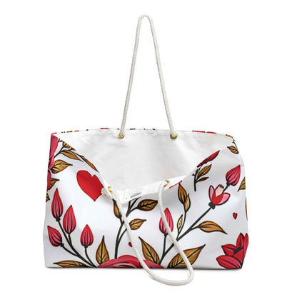 Floral Heart Pattern Weekender | Romantic Doodle Travel Tote | Busy Mom Bag | Mother Gift