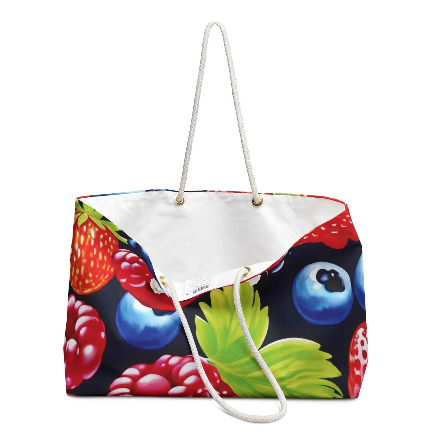Mixed Berries Weekender Bag | Strawberry Raspberry Blueberry Blackberry, Large Tote Bag