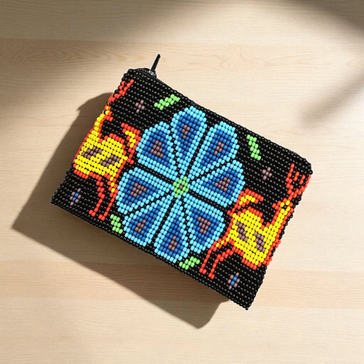 Flower and Moose Beaded coin purse