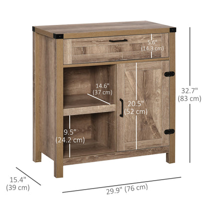 Rustic Barn Door Storage Cabinet Modern Farmhouse Buffet Sideboard for Kitchen & Dining Room Dark Oak