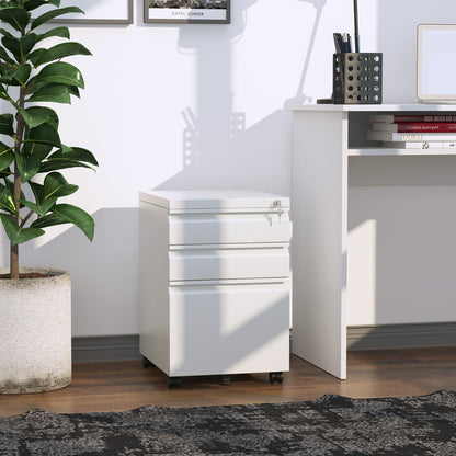 3 Drawer Filing Cabinet, Lockable Office Storage Cabinet on Wheels for Legal, Letter, A4 Files, Black