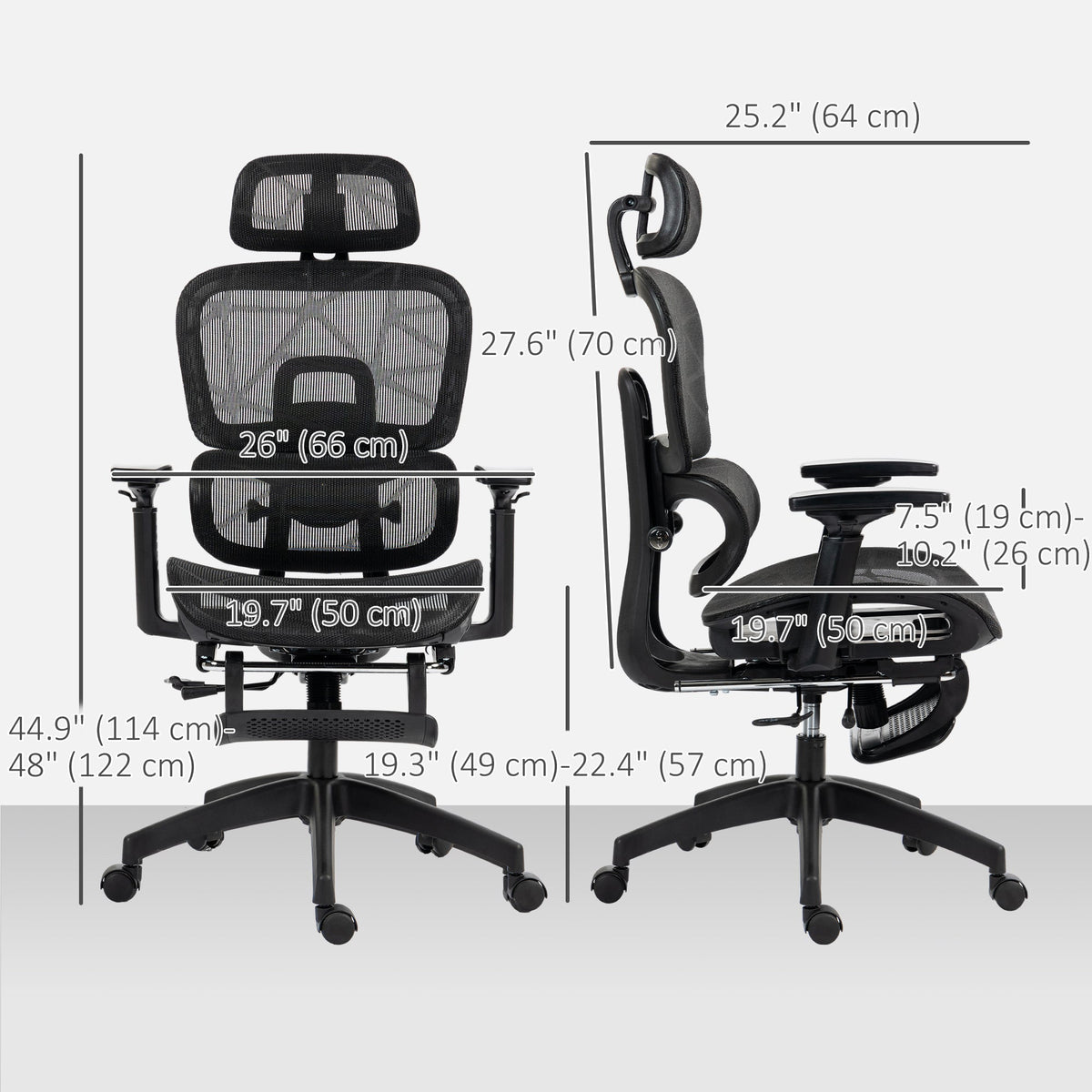 Mesh Office Chair with 3D Armrest, High Back Desk Chair with Lumbar Support, 135° Reclining, Adjustable Headrest, Black