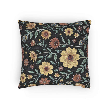 Vintage Floral Woven Pillow | Tapestry Sunflower Cushion, Botanical Throw Pillow