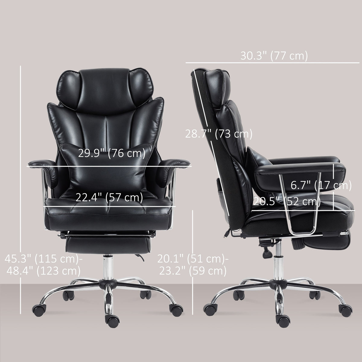 400LBS Massage Office Chair, Executive Office Chair with 6-Point Vibration, Footrest and Lumbar Support, Black