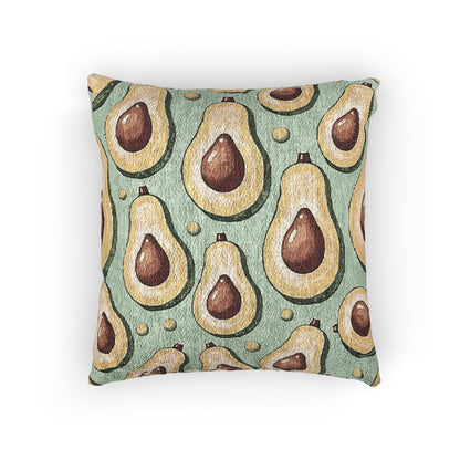 Avocado Pattern Woven Pillow — Retro Green Kitchen Decorative Throw Pillow