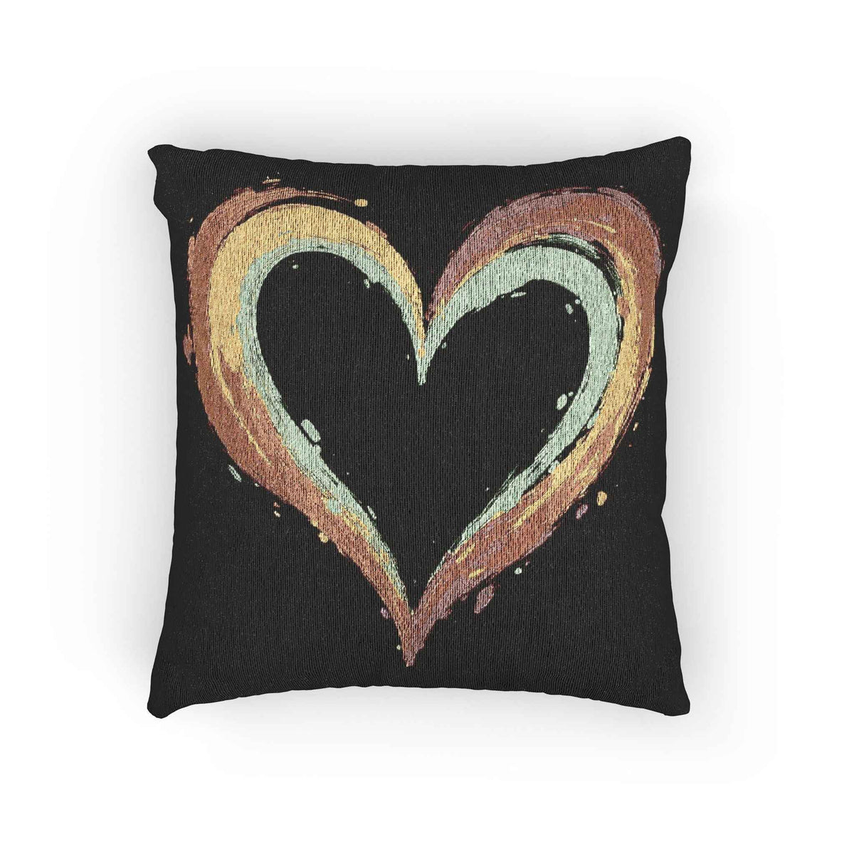 Painted Heart Pillow | Woven Decorative Pillow, Boho Heart Throw Pillow