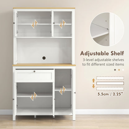 Brooks 71" 5-Door Kitchen/Storage Cabinet with Adjustable Shelves-White