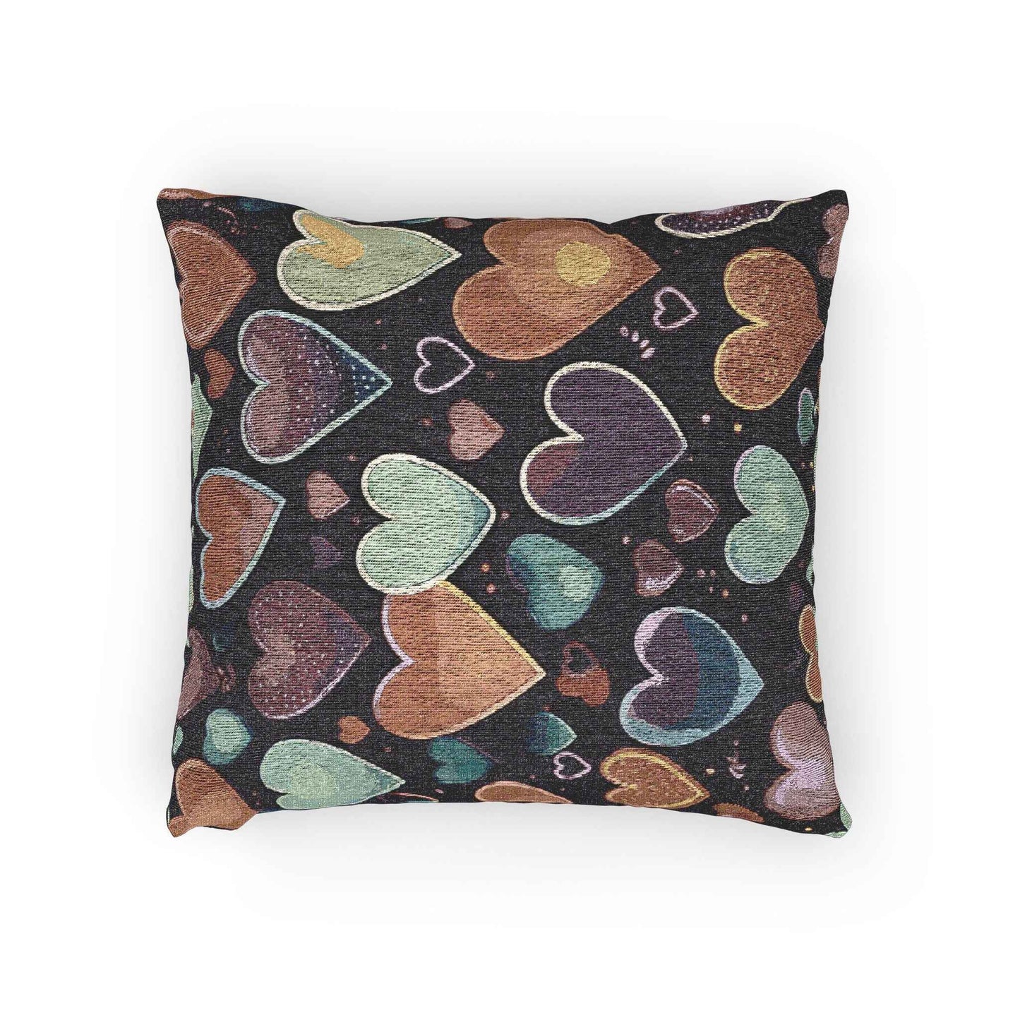 Pastel Heart Pattern Woven Pillow | Heart Throw Pillow, Boho Home Decor