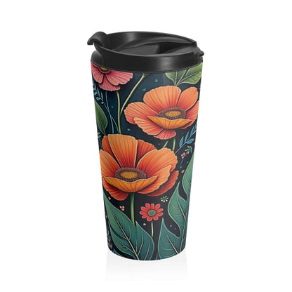 Tropical Floral Travel Mug — Stainless Steel Insulated Coffee Tumbler