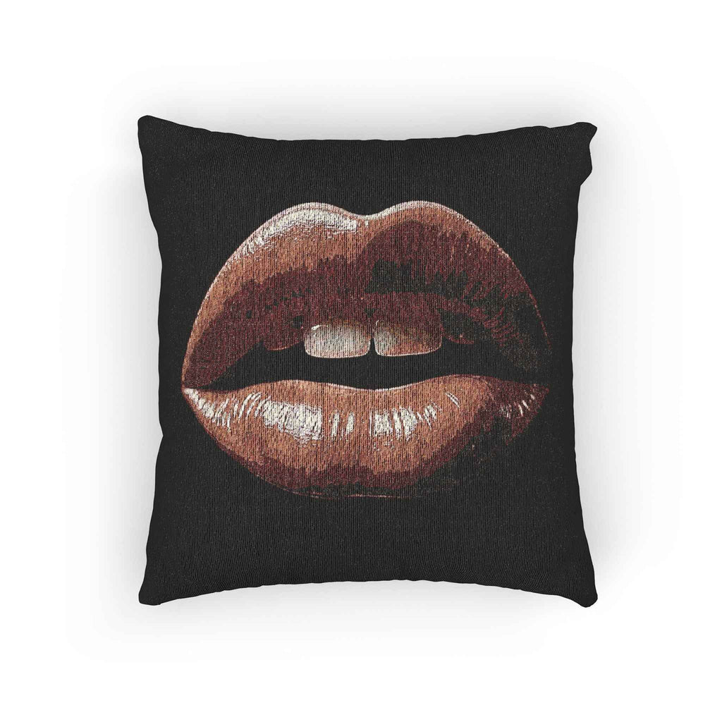 Kiss Design Woven Pillow | Lip Print Accent Pillow