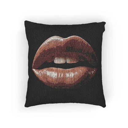 Kiss Design Woven Pillow | Lip Print Accent Pillow