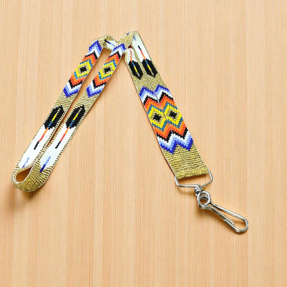 Golden blue Native Beaded Lanyard