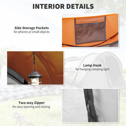 4 Person Camping Tent, Easy Pop Up Tent with Doors, Windows and Carry Bag, Automatic Setup Tent for Hiking, Blue