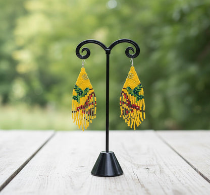 Mustard Sky Dancer Beaded Earrings