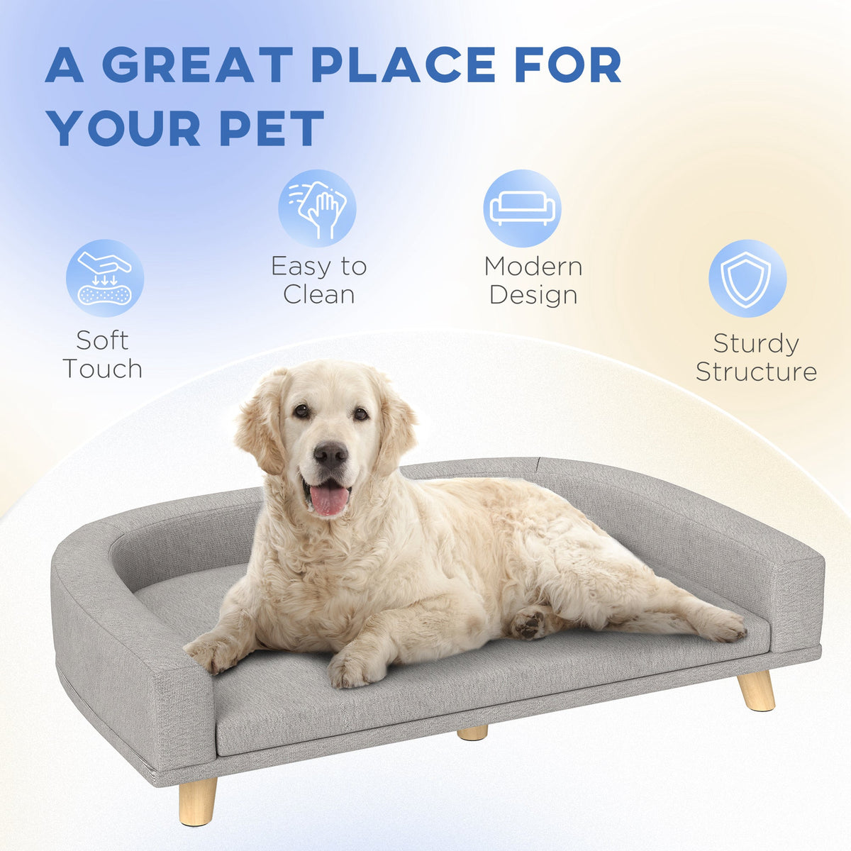 Dog Sofa for Large Dogs with Washable Cover, Anti-slip Foot Pads, Dark Grey