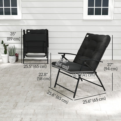 Set of 2 Outdoor Folding Chairs with Adjustable Backrest, Padded Camping Chairs for Outdoor Events, Grey