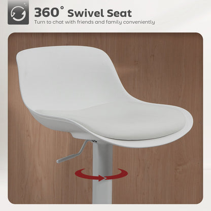 Counter Height Bar Stools Set of 2, Streamlined Bar Chairs with Adjustable Height and Swivel PU Leather Seat, Black