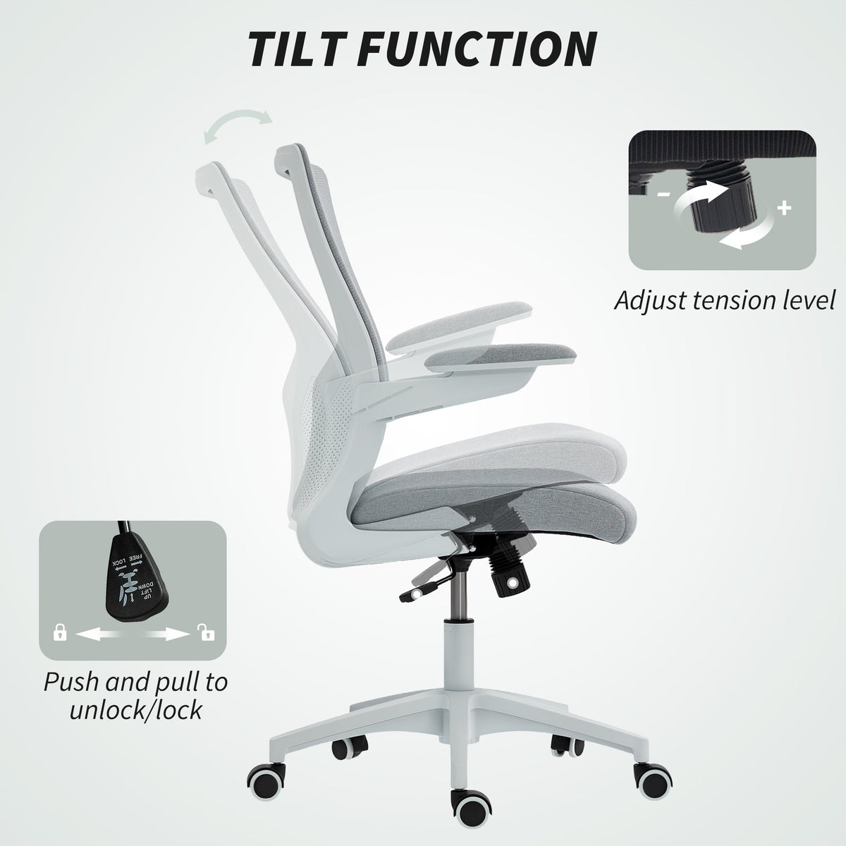 Ergonomic Office Chair, Swivel Desk Chair with Adjustable Lumbar Support, Headrest and Height, Flip-up Armrests, Beige