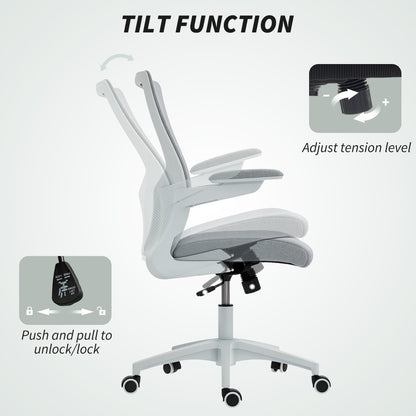 Ergonomic Office Chair, Swivel Desk Chair with Adjustable Lumbar Support, Headrest and Height, Flip-up Armrests, Beige