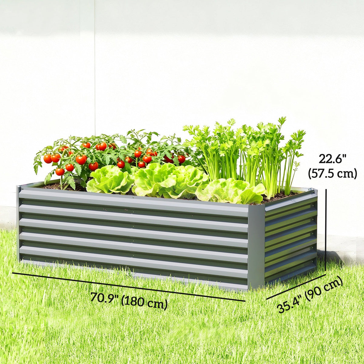6' x 3' x 2' Raised Garden Bed, Galvanized Planter Box for Growing Flowers, Herbs and Vegetables, Brown
