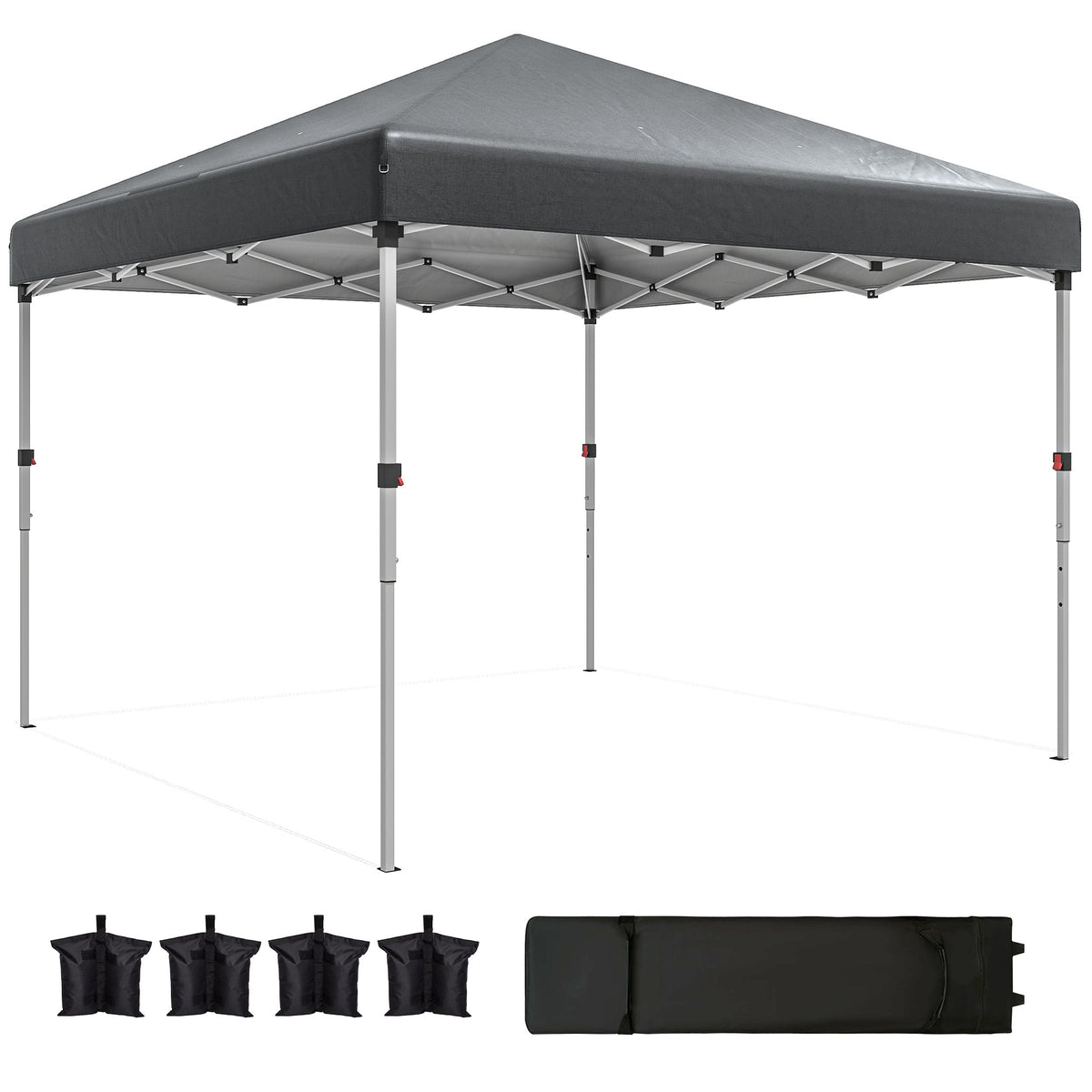 10' x 10' Pop Up Canopy with Sidewalls, Roller Bag, Height Adjustable Instant Tent for Outdoor, Garden, Patio, Black
