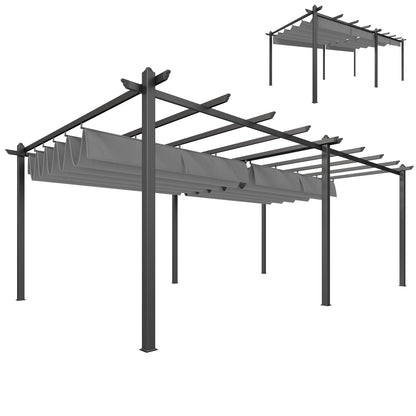 11.7' x 19.6' Retractable Pergola Canopy, Aluminum Pergola for Grill, Patio, Garden, Deck