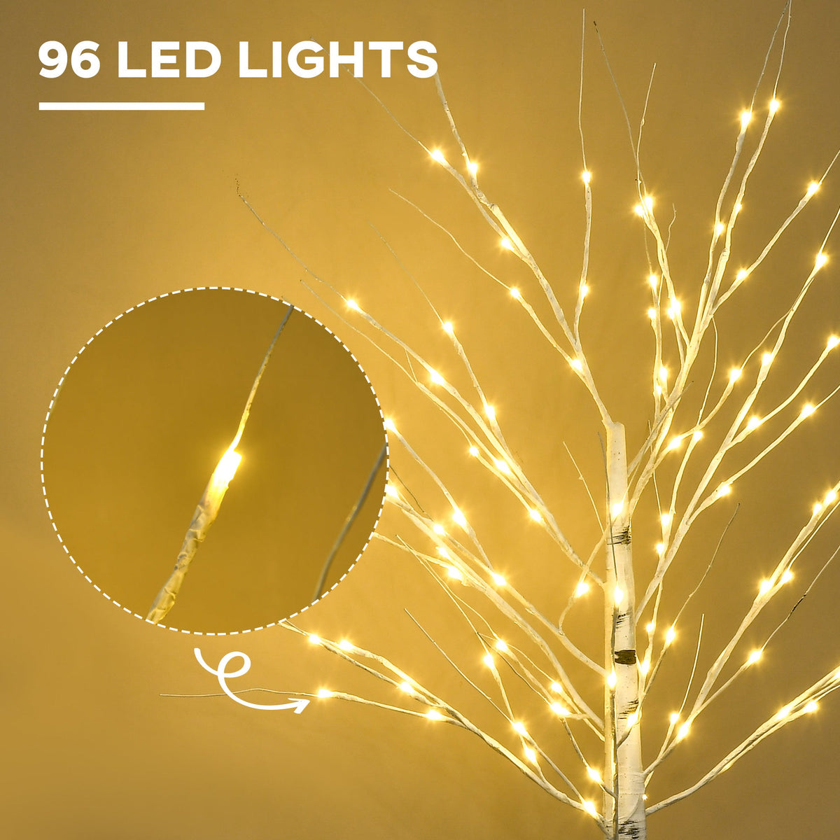 5 ft Artificial Birch Tree Light with Pre-Lit LED Light for Home Party, Indoor and Covered Outdoor Use
