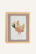 Poule en Fleurs, Toile rigide encadrée
