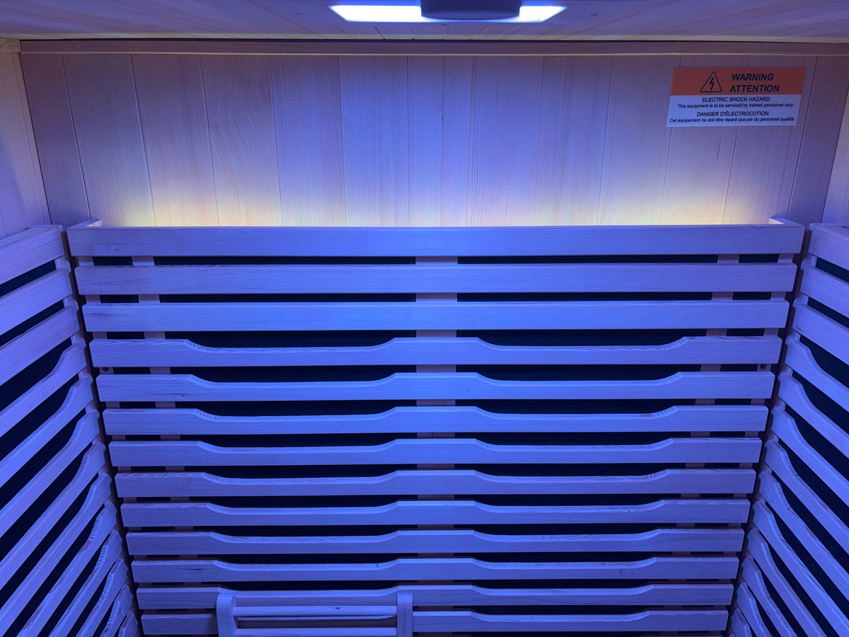 Blisspod | Milano | Full Spectrum Sauna Canadian Hemlock Ultra Low EMF, 6 Far Infrared & Red Glass Heater & Chromotherapy – 2 Person
