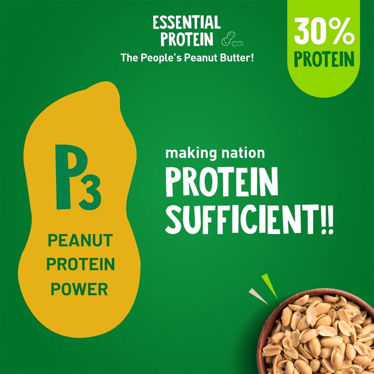 Natural Peanut Butter Crunch | Unsweetened | 30% High Protein| Made with 100% Roasted Peanuts | No Added Sugar or Salt | No Hydrogenated Oils | Non GMO | Gluten Free | Vegan