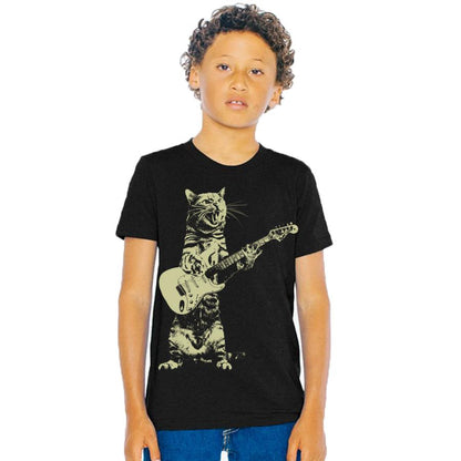 Kids Cat Playing Guitar — Funny Children's Graphic Tee