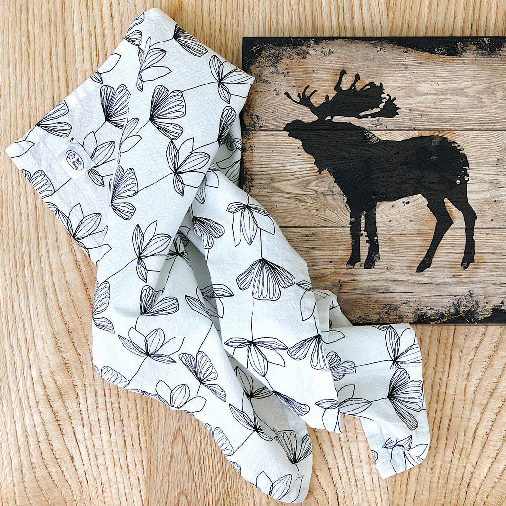 B&W Crinkled Flour Sack Tea Towels - Set/3