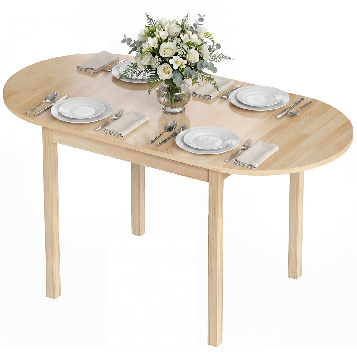 Solid Wood Kitchen Table, Drop Leaf Tables for Small Spaces, Folding Dining Table, Black