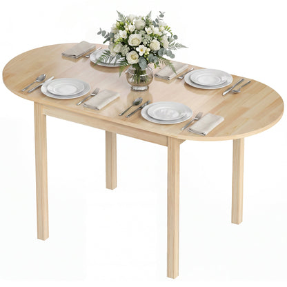 Solid Wood Kitchen Table, Drop Leaf Tables for Small Spaces, Folding Dining Table, Black