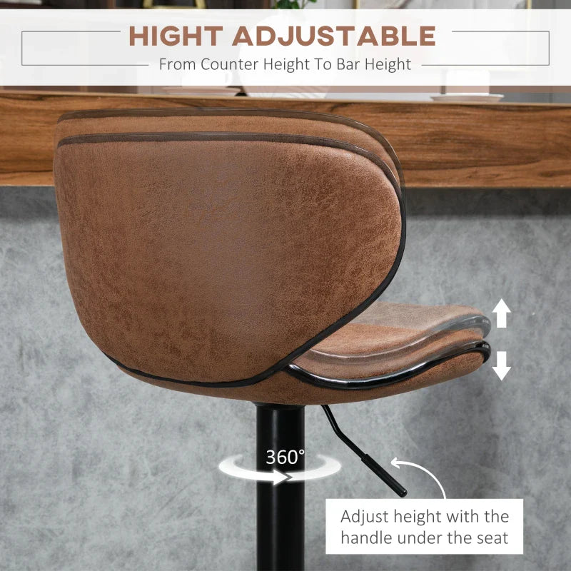 Anna Vintage Adjustable Counter/Bar Height Stools with Swivel Seat-Set of 2-Brown