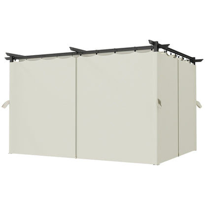 10' x 13' Pergola with Retractable Canopy and Curtains, UPF30+ Sun Shade Shelter for Grill, Garden, Backyard, Deck