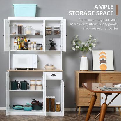 Denver 71" Kitchen Storage Cabinet with Hutch-White/Oak