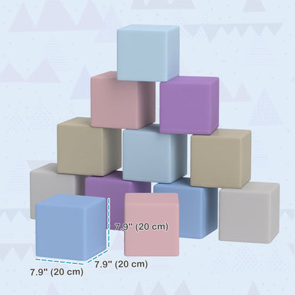 12 Piece Soft Play Blocks Soft Foam Toy Building And Stacking Blocks - Multicolours