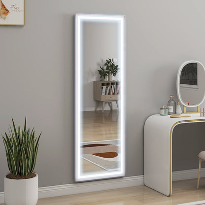 LED Mirror with Dimmable and 3 Colour Lights, 64" x 21" Rectangular Floor Mirror for Bedroom Living Room, Gold