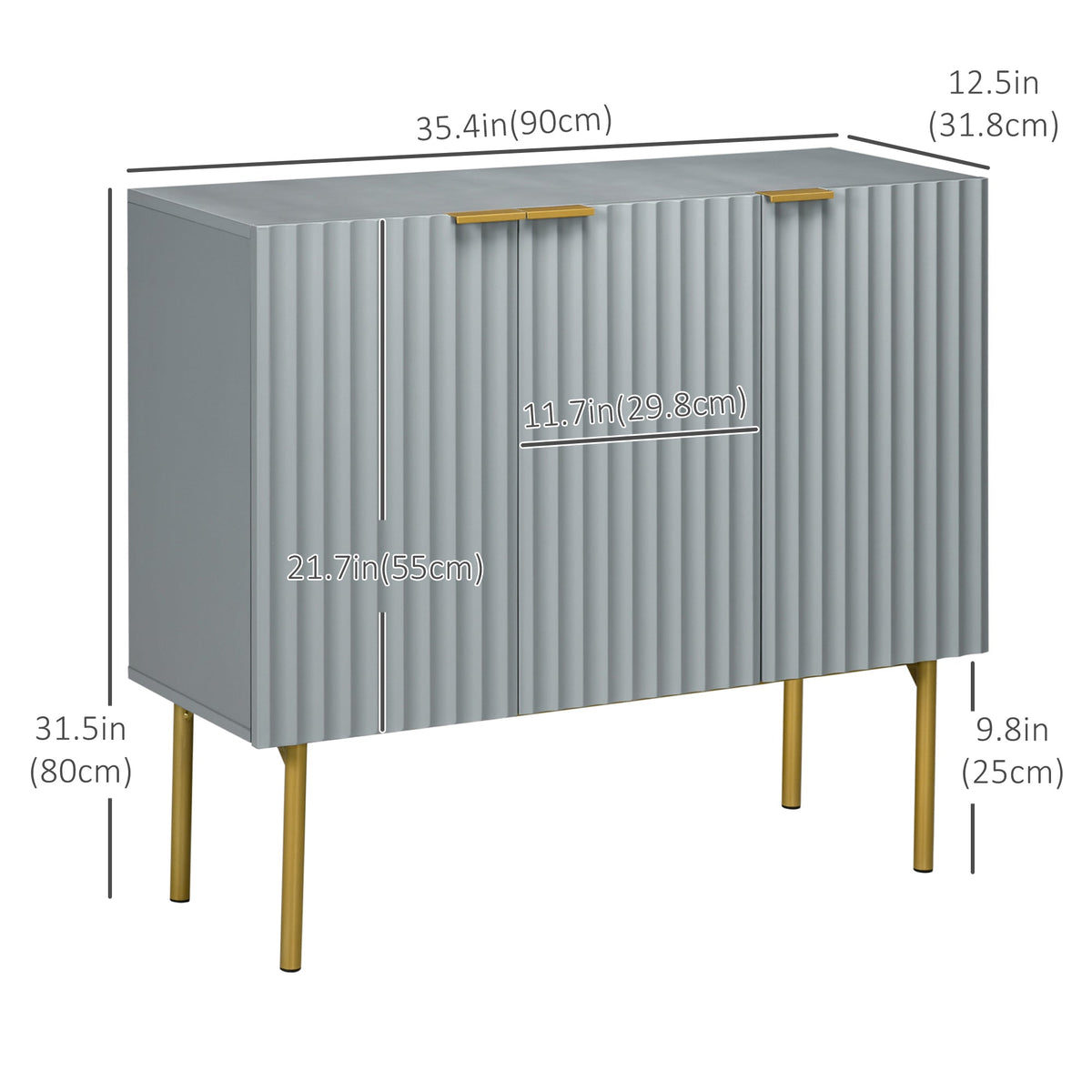 Modern Storage Cabinet Sideboard Buffet Cabinet with Gold Legs for Living Room Dining Room Hallway Black
