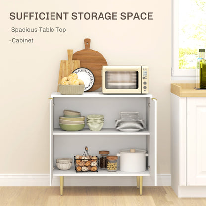 Modern Kitchen Storage Cabinet, Sideboard Buffet Cabinet with Adjustable Shelves and Metal Legs for Kitchen, Black