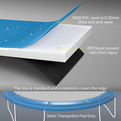 14ft Trampoline Replacement Pad Trampolining Replacement Jump Bounce Exercise GYM Pad Only Light Blue
