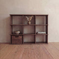 Nine cube bookshelf in walnut