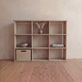 Nine cube bookshelf in white oak